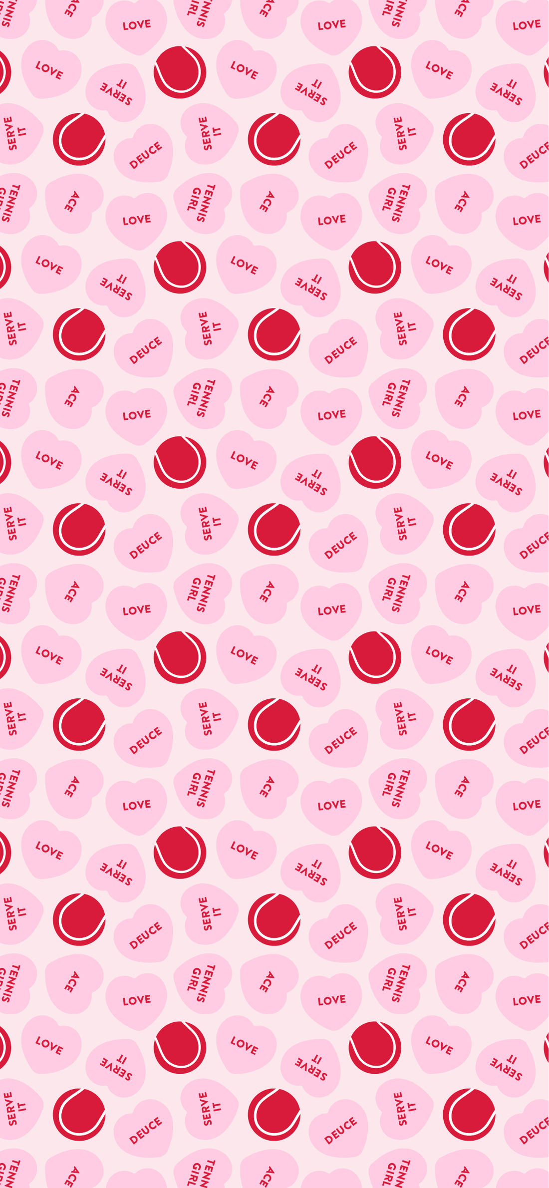 Phone wallpaper with red and pink tennis balls