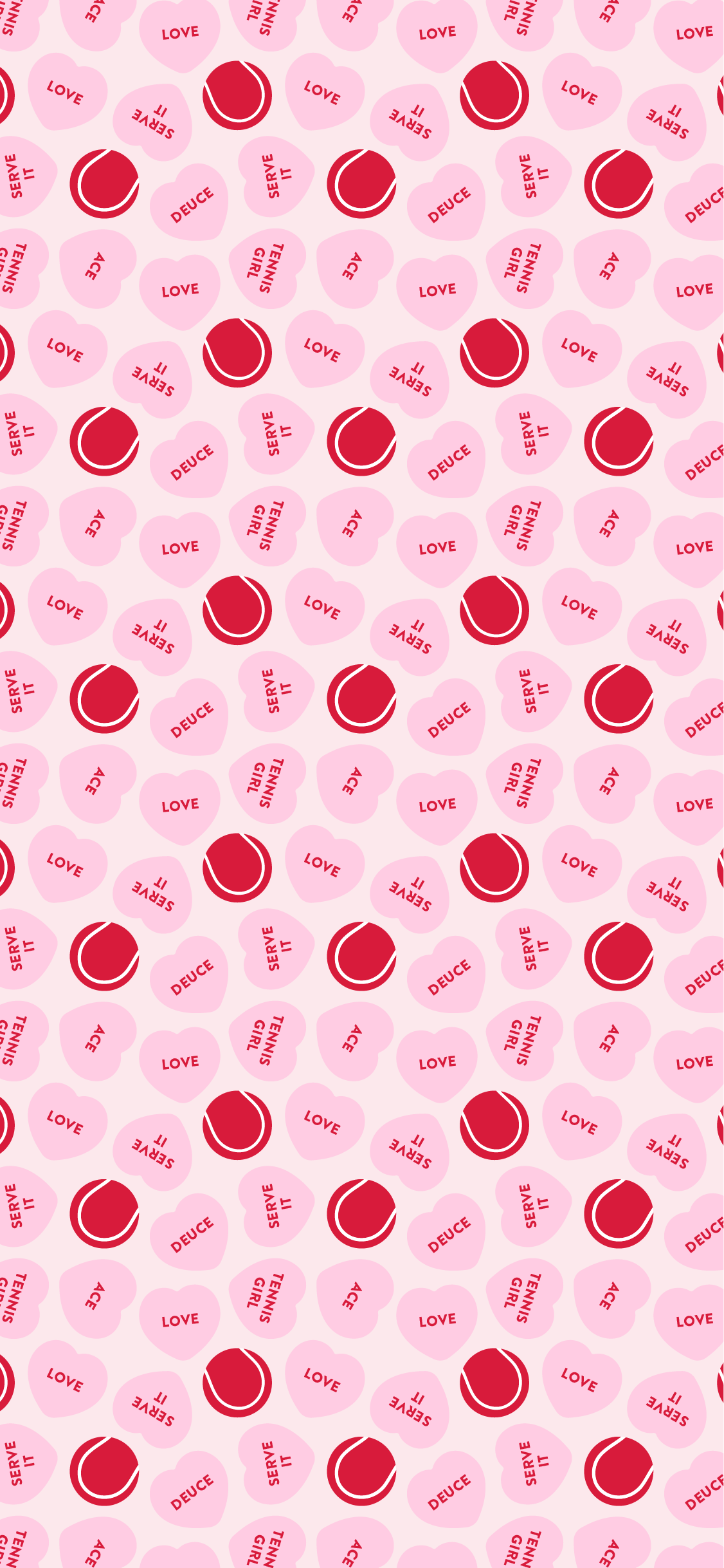 Phone wallpaper with red and pink tennis balls