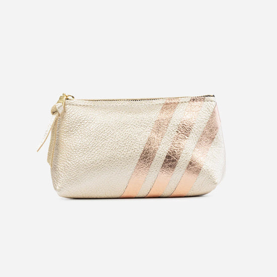 Doubletake's Bree Pouch in champagne with 3 stripe detail