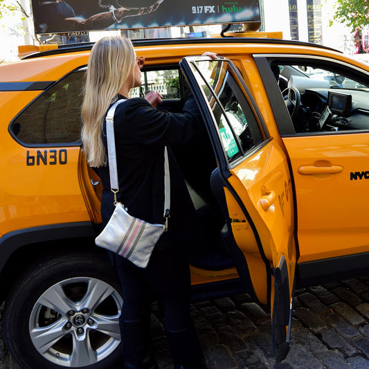 Reya Genuine Metallic Leather Crossbody Bag Platinum & Graphite