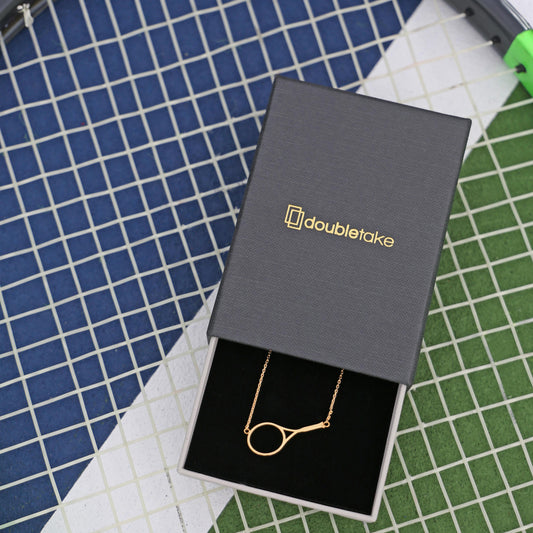 Tennis Racquet Necklace Gold