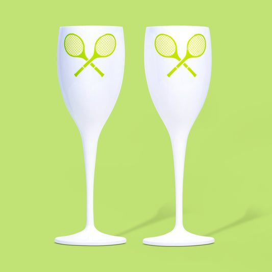 Champagne Flutes Pair Lime Tennis