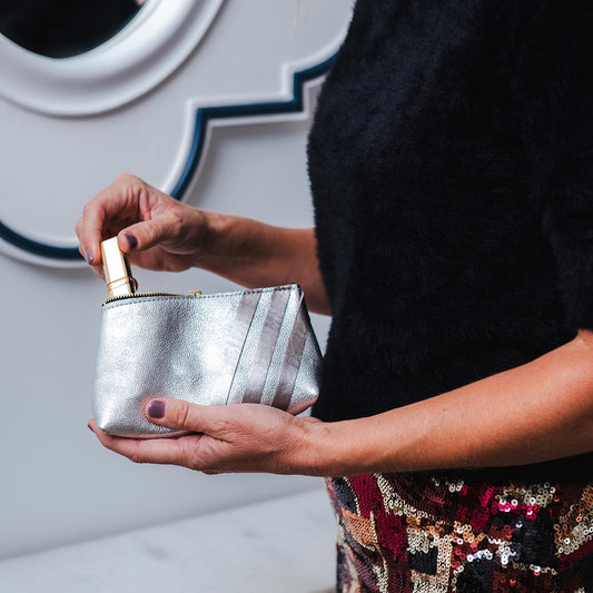 Bree Small Leather Pouch Platinum & Graphite