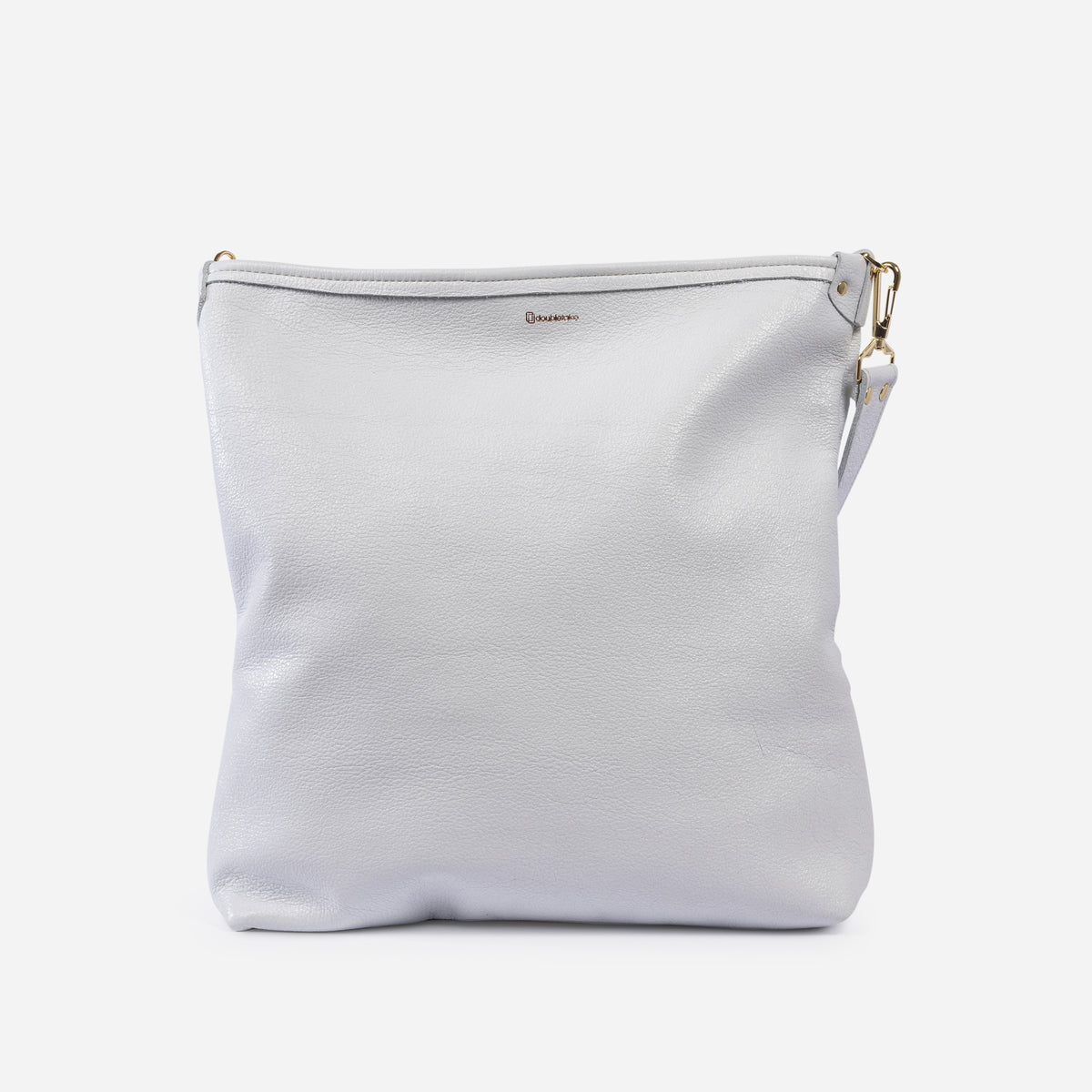 Noe Metallic Leather Shoulder Bag Snow & Champagne