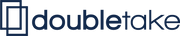 A dark blue logo with the word doubletake in lowercase and a stylized square icon to the left.