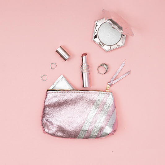 Bree Small Leather Pouch Candy & Platinum