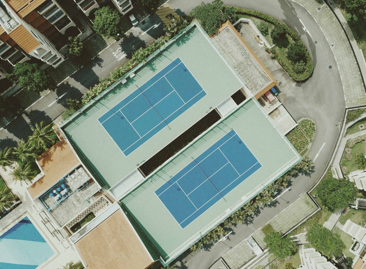 Aerial view of tennis courts