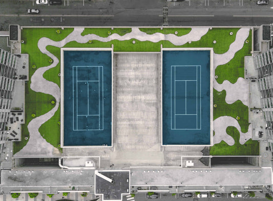 Aerial view of tennis courts