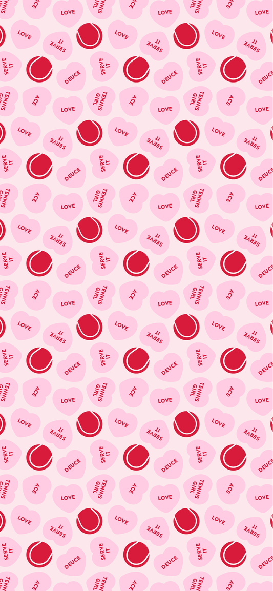 Phone wallpaper with red and pink tennis balls