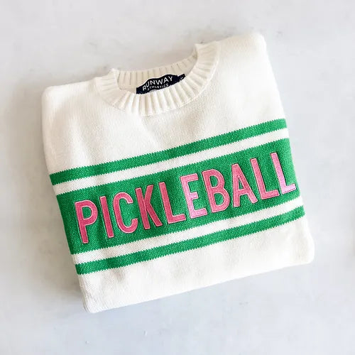 Sweater with the word pickleball on it