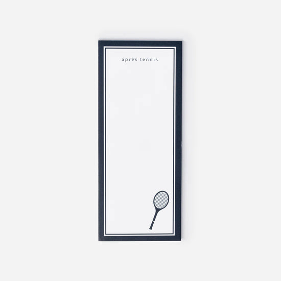 Notepad with navy border and tennis details