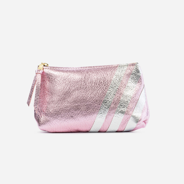 Bree Small Leather Pouch Candy & Platinum