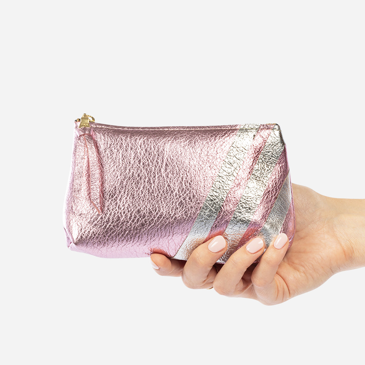 Bree Small Leather Pouch Candy & Platinum