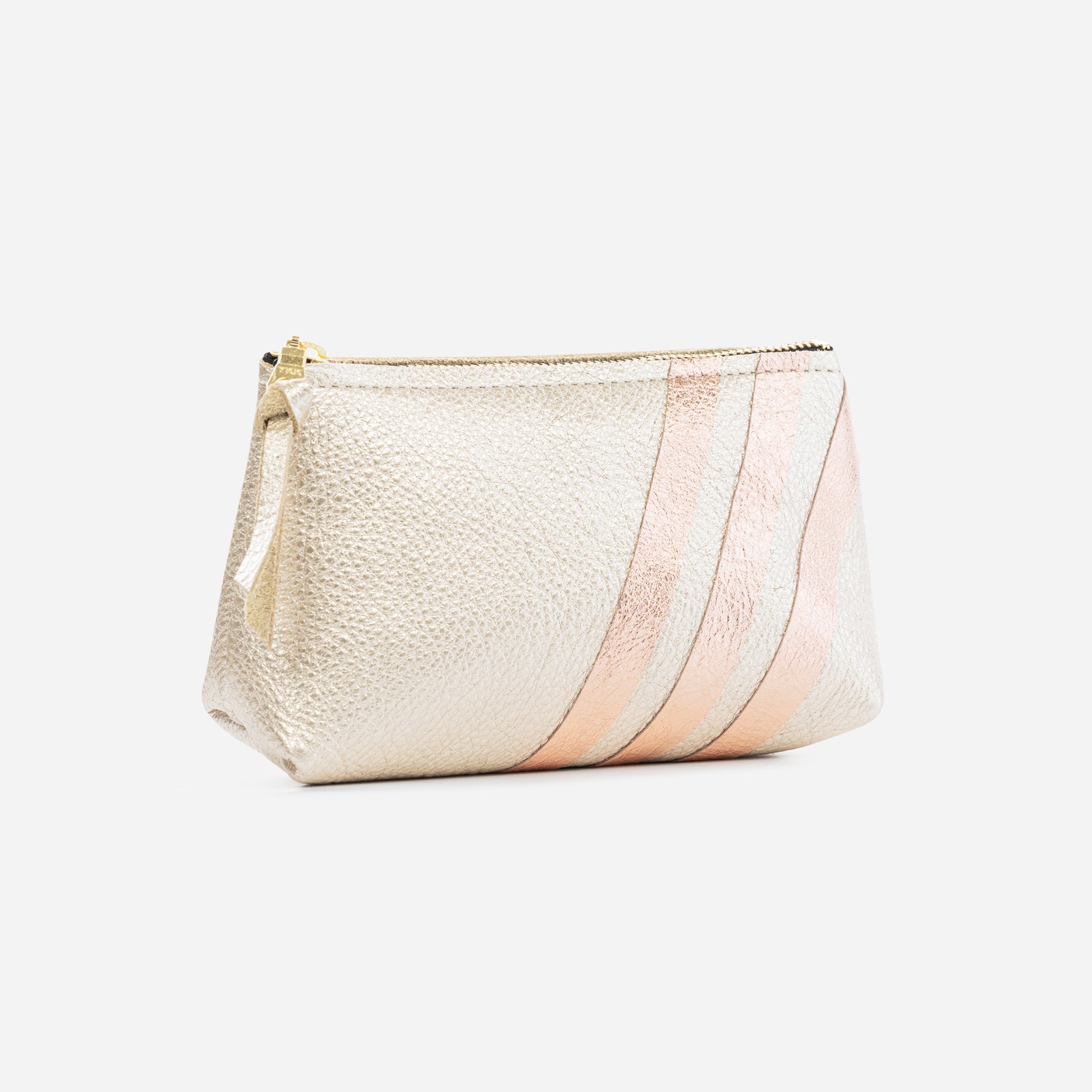 Bree Small Leather Pouch Champagne & Rose Gold