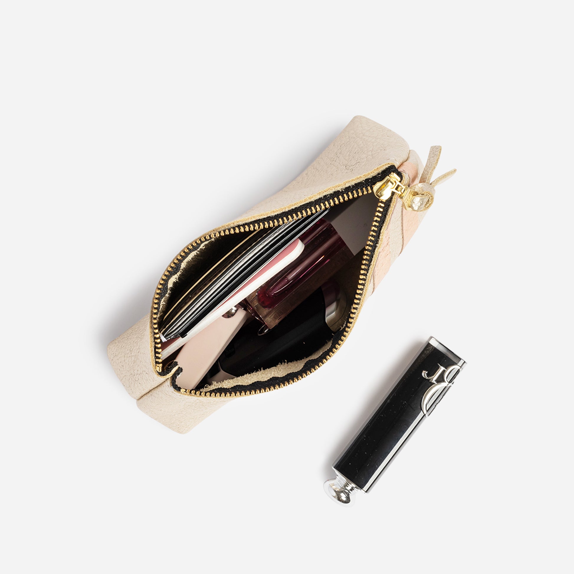 Bree Small Leather Pouch Champagne & Rose Gold