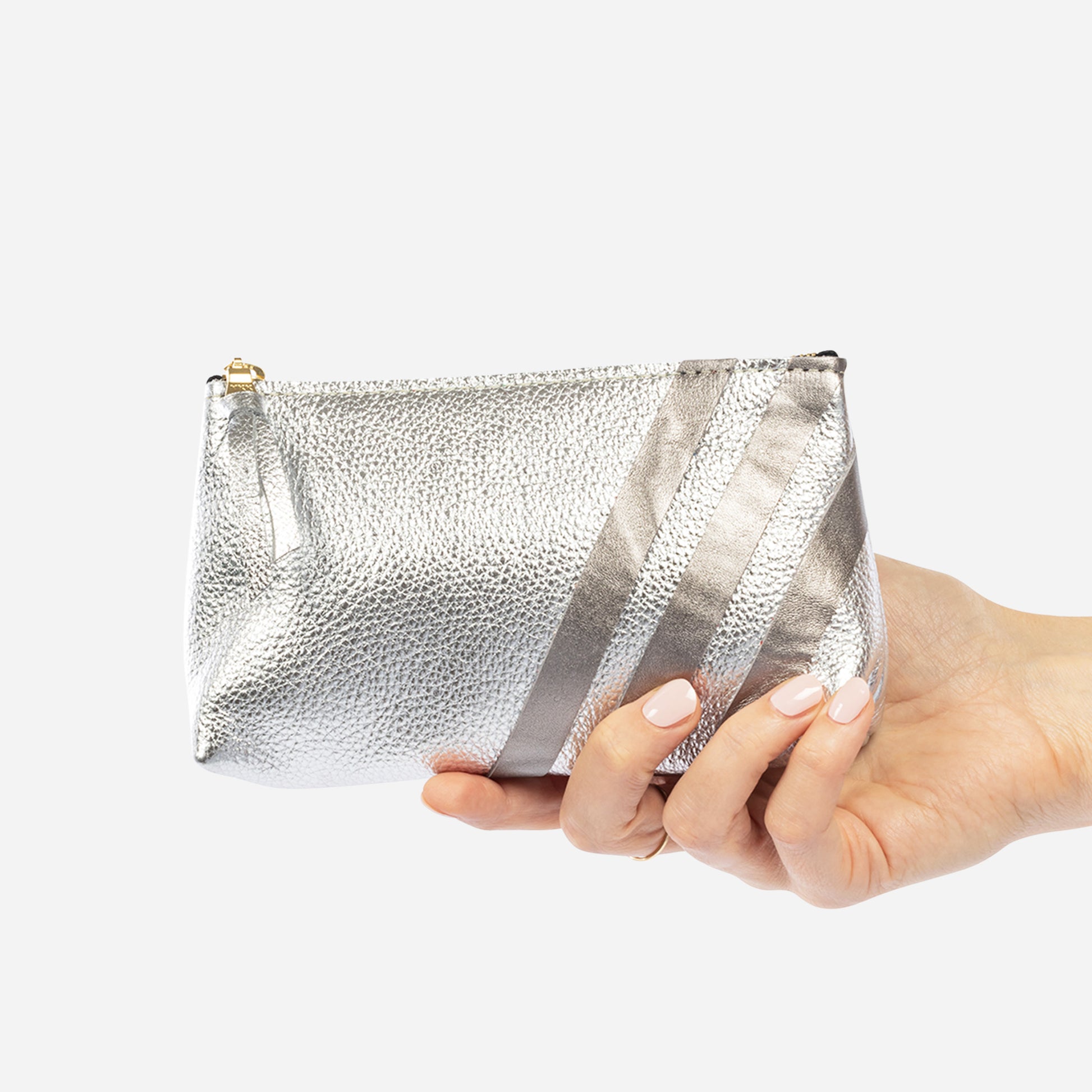 Bree Small Leather Pouch Platinum & Graphite