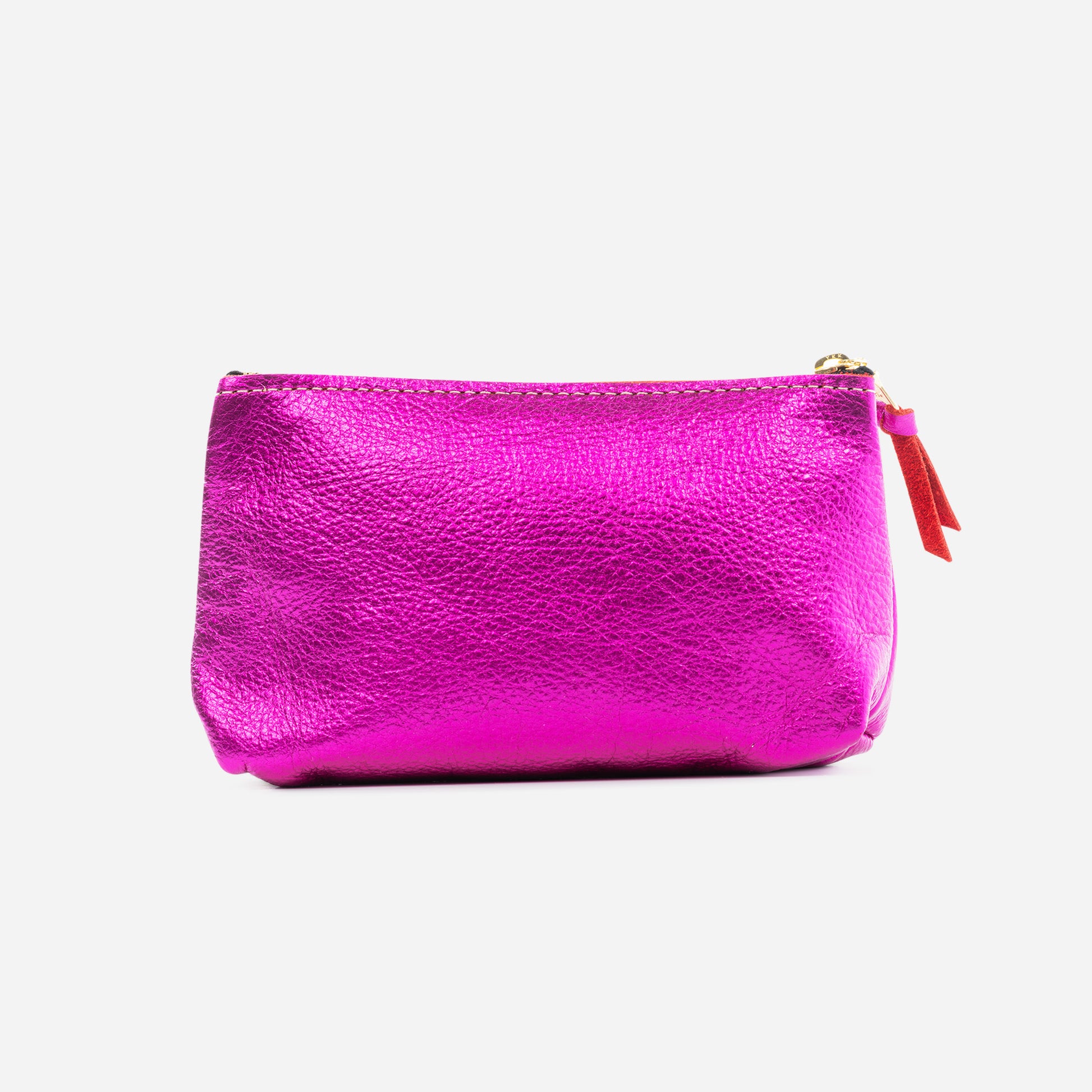 Bree Small Leather Pouch Fuchsia & Navy