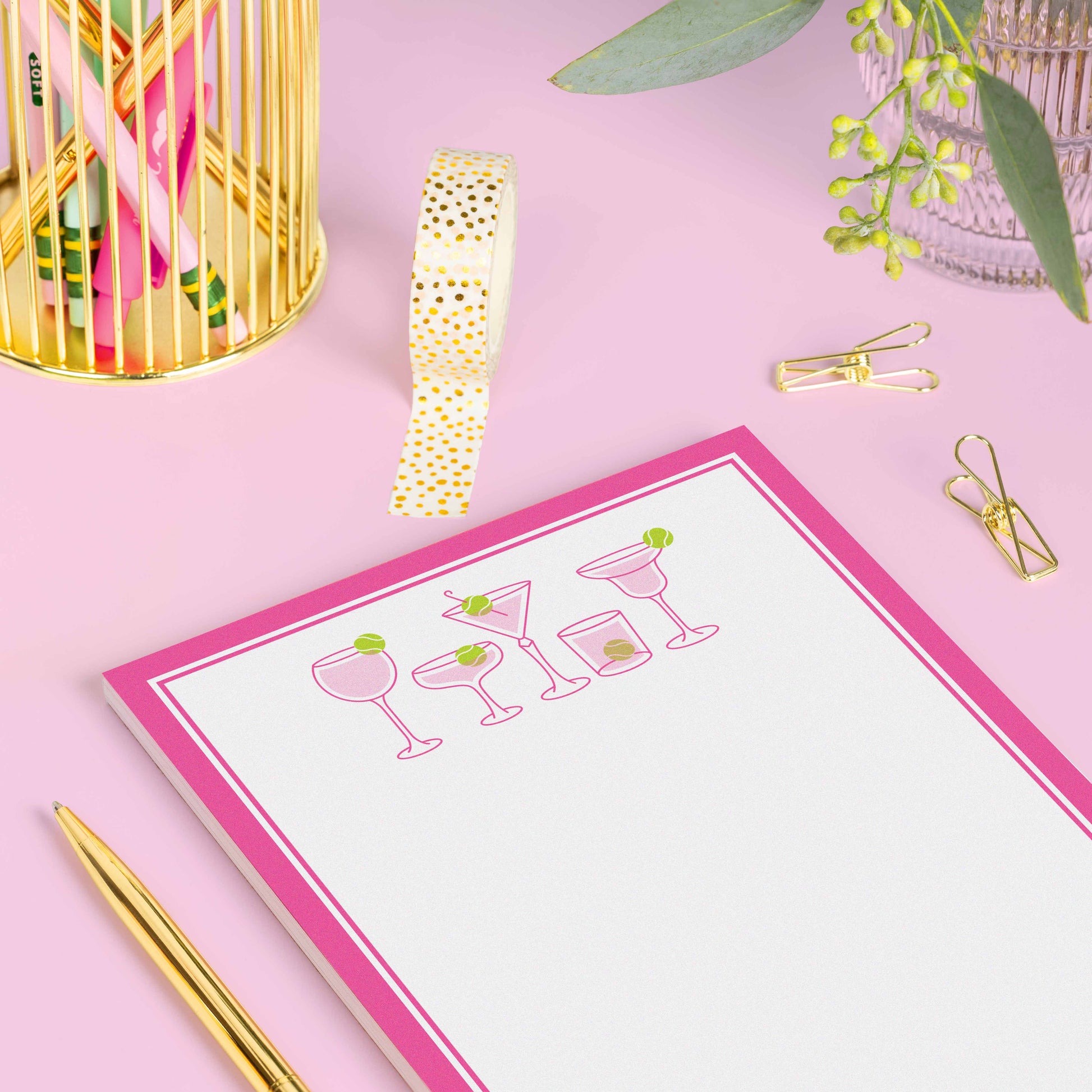 Tennis Notepads Pink Cocktails 8.5 x 5.5