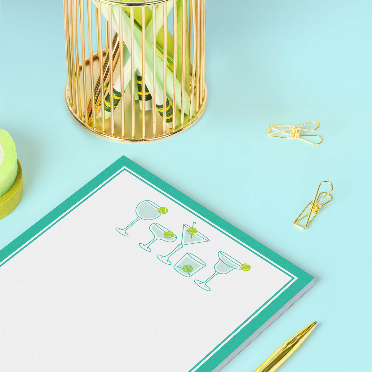 Tennis Notepads Teal Cocktails 8.5 x 5.5