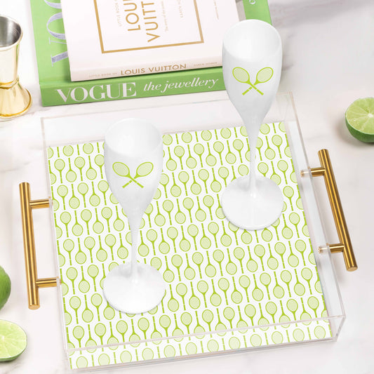 Champagne Flutes Pair Lime Tennis