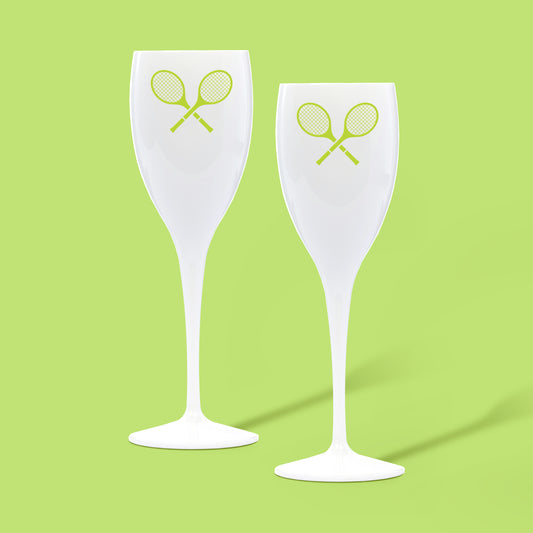 Champagne Flutes Pair Lime Tennis