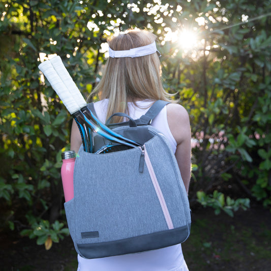 Melbourne Tennis Backpack / Tote Grey & Blush
