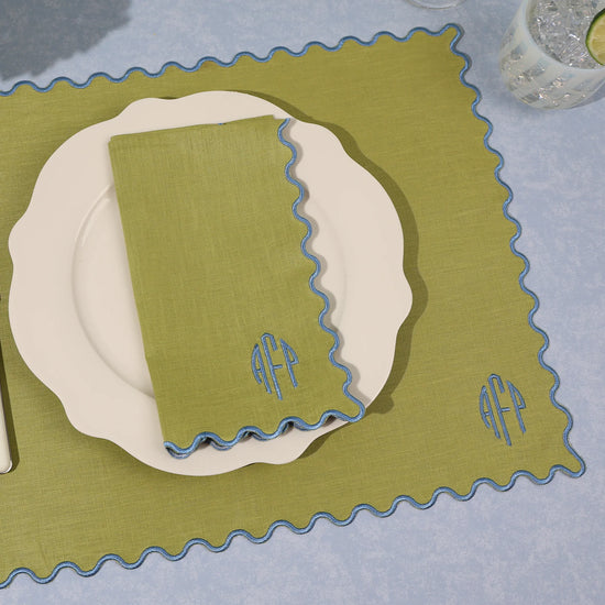 embroidered napkin and placemat
