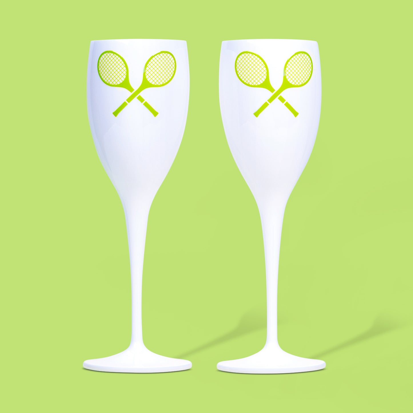 Champagne Flutes Pair Lime Tennis