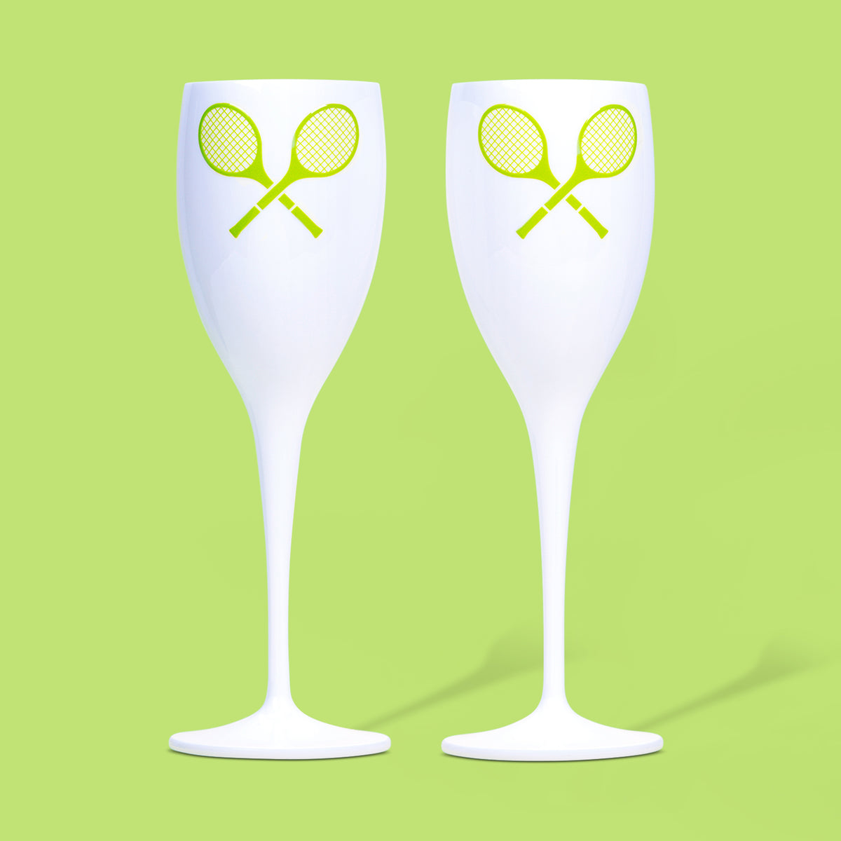 Champagne Flutes Pair Lime Tennis