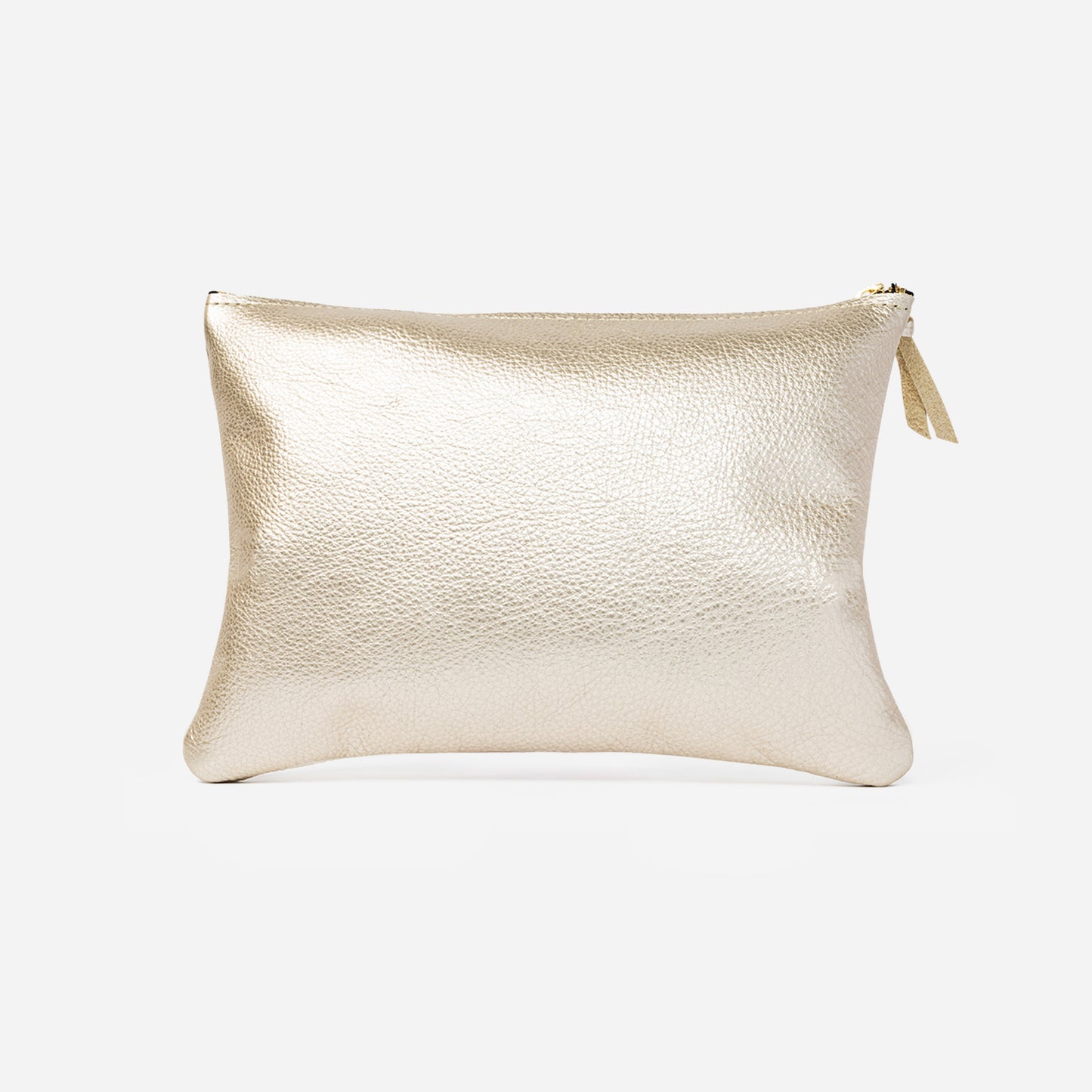 Lex Metallic Leather Clutch Champagne & Fuchsia