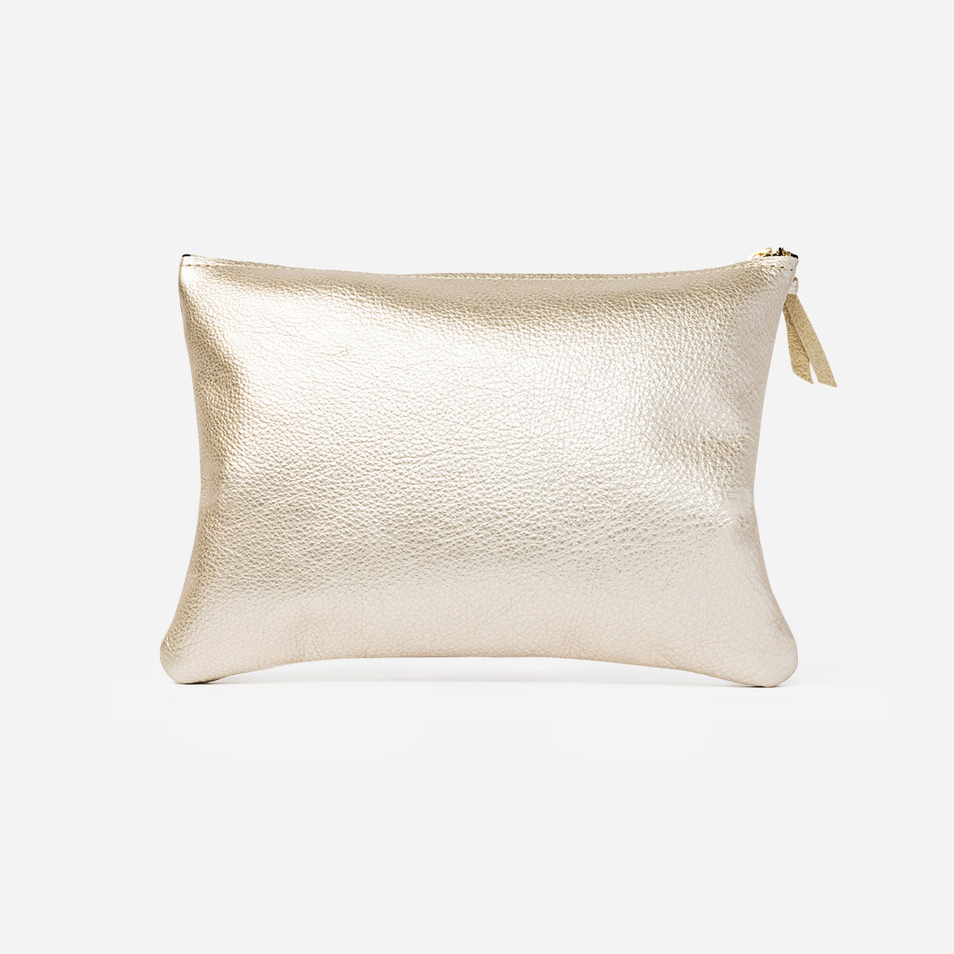 Lex Metallic Leather Clutch Champagne & Fuchsia