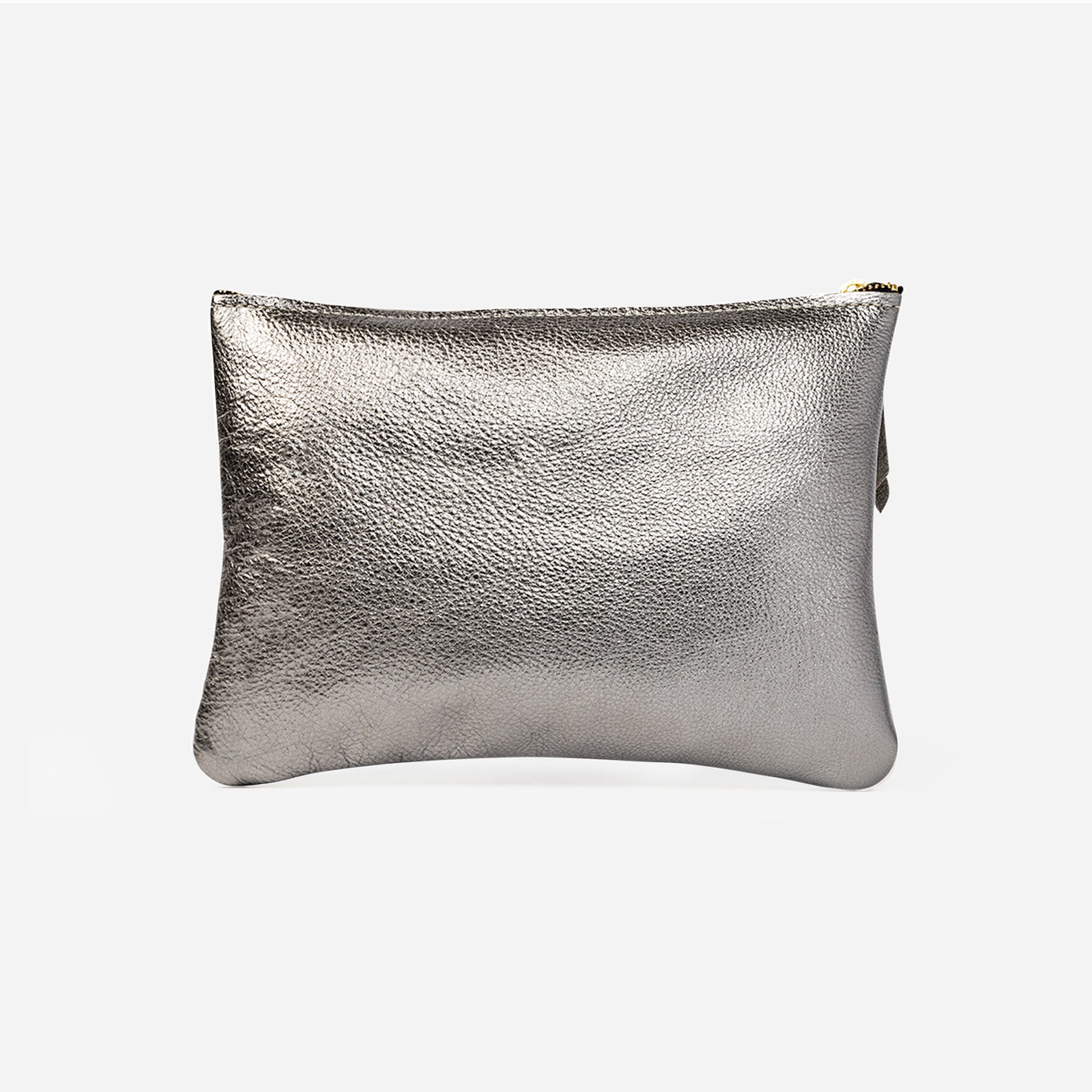 Lex Metallic Leather Clutch Graphite & Candy