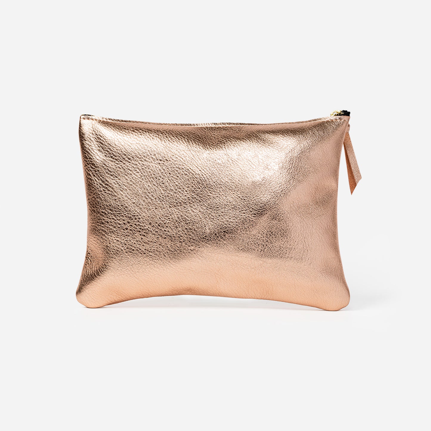 Lex Metallic Leather Clutch Rose Gold & Champagne