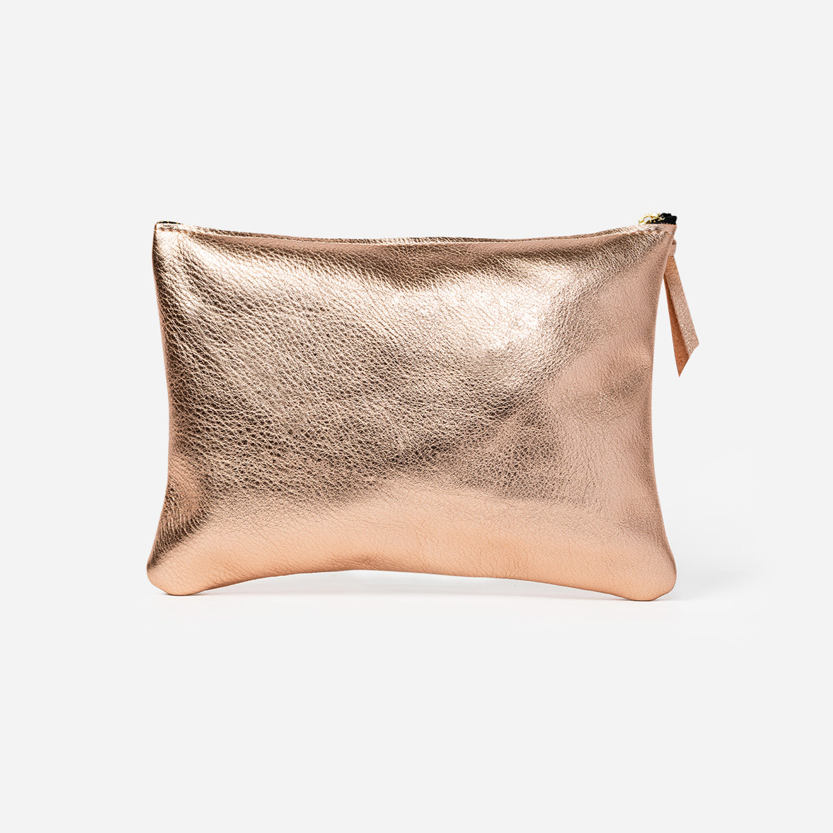 Lex Metallic Leather Clutch Rose Gold & Champagne