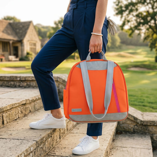 Melbourne Tennis & Pickleball Bags Citrus & Cerise Side View Lifestyle 