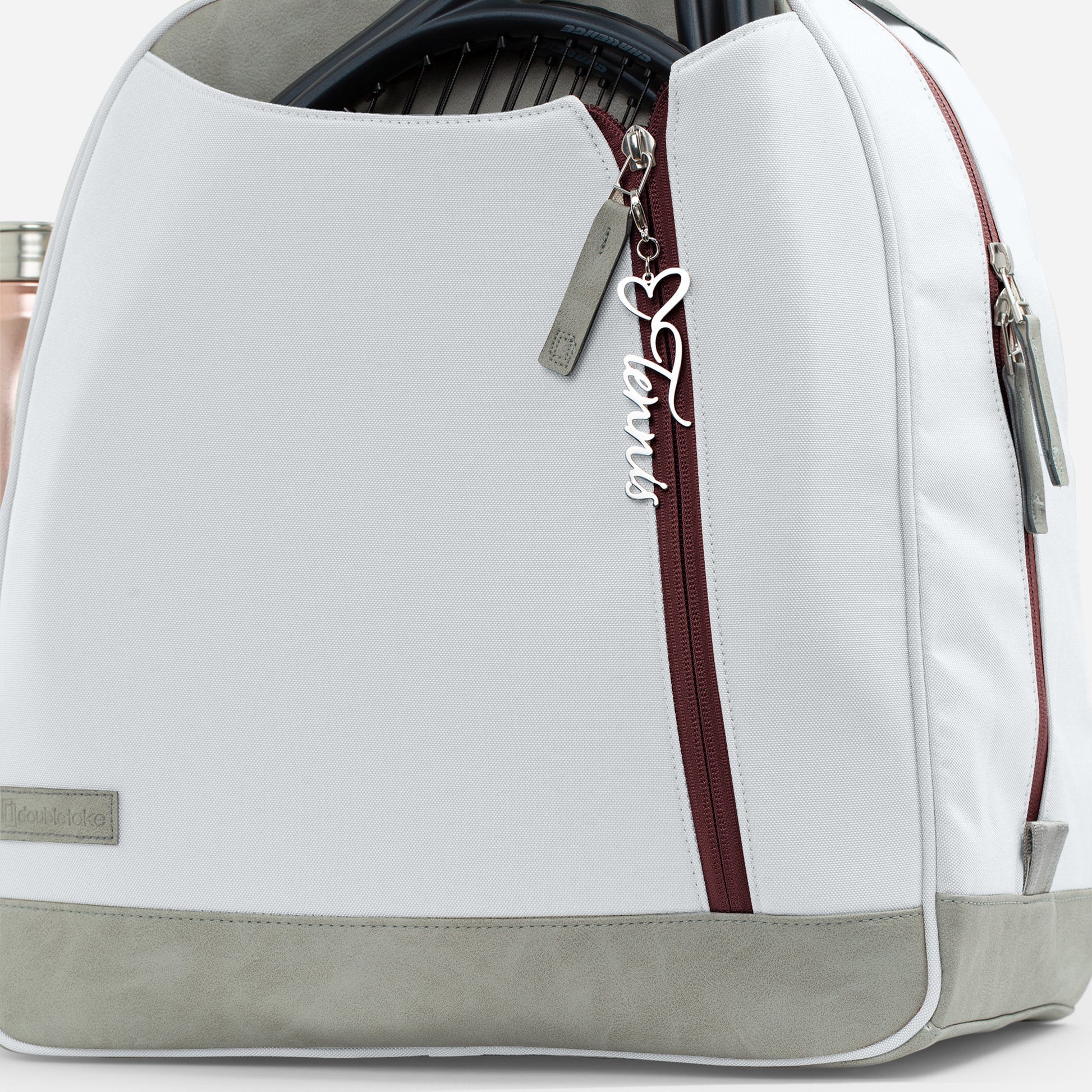 Tennis Bag Zipper Pull Charm Heart .Tennis