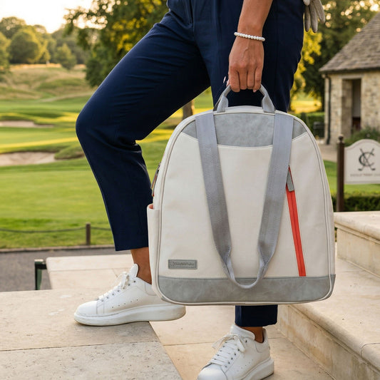 Melbourne Tennis Backpack / Tote Canvas & Poppy product Side View lifestyle