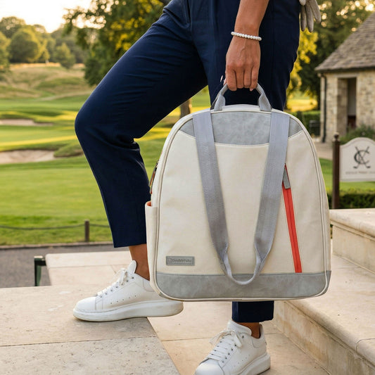 Melbourne Tennis Backpack / Tote Canvas & Poppy Front view Lifestyle 1