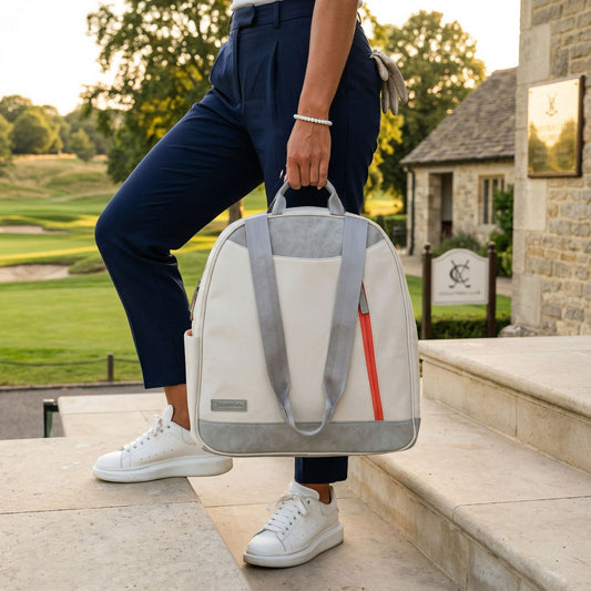 Melbourne Tennis Backpack / Tote Canvas & Poppy product Side View lifestyle