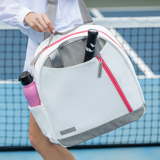 Melbie Tennis Backpack / Tote Dove White & Watermelon