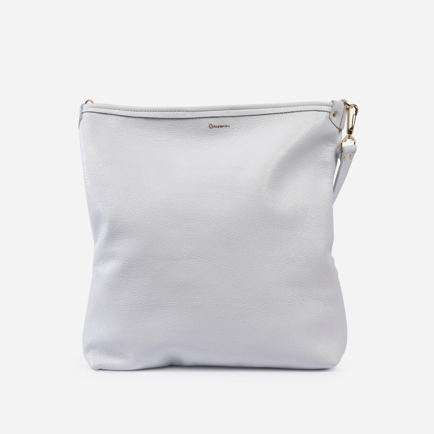 Noe Metallic Leather Shoulder Bag Snow & Champagne