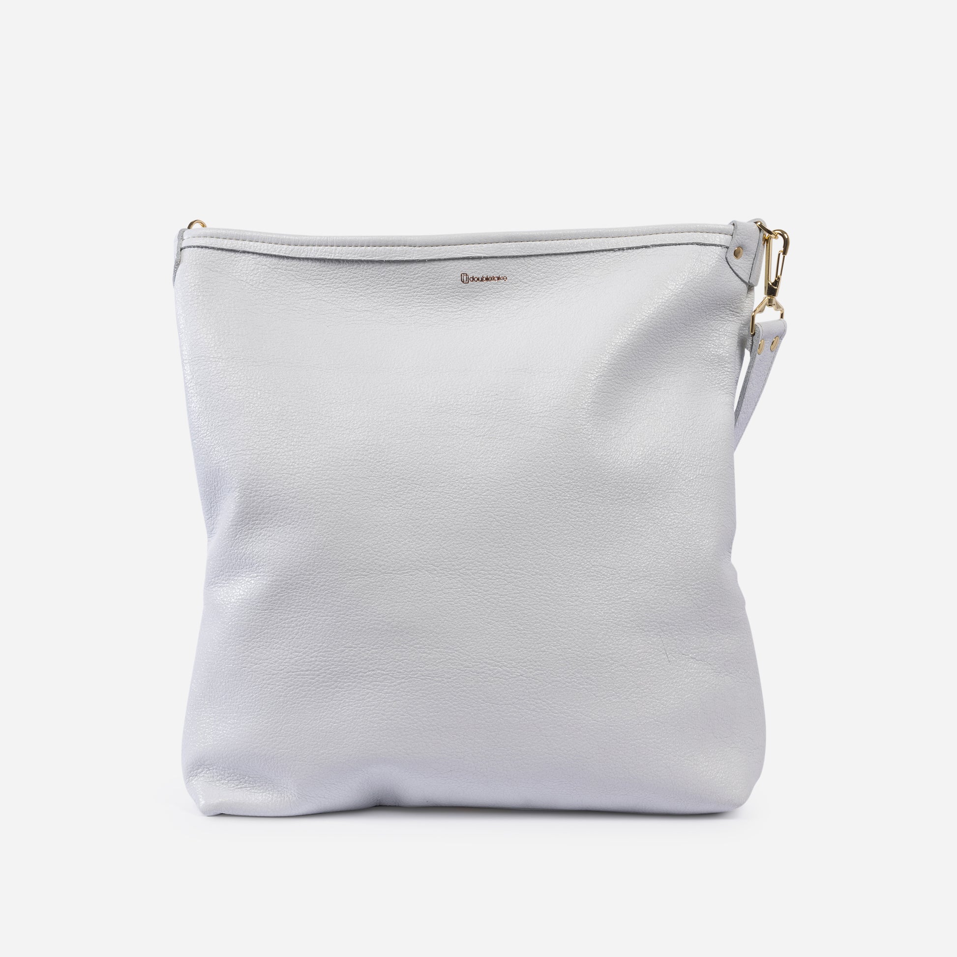 Noe Metallic Leather Shoulder Bag Snow & Champagne