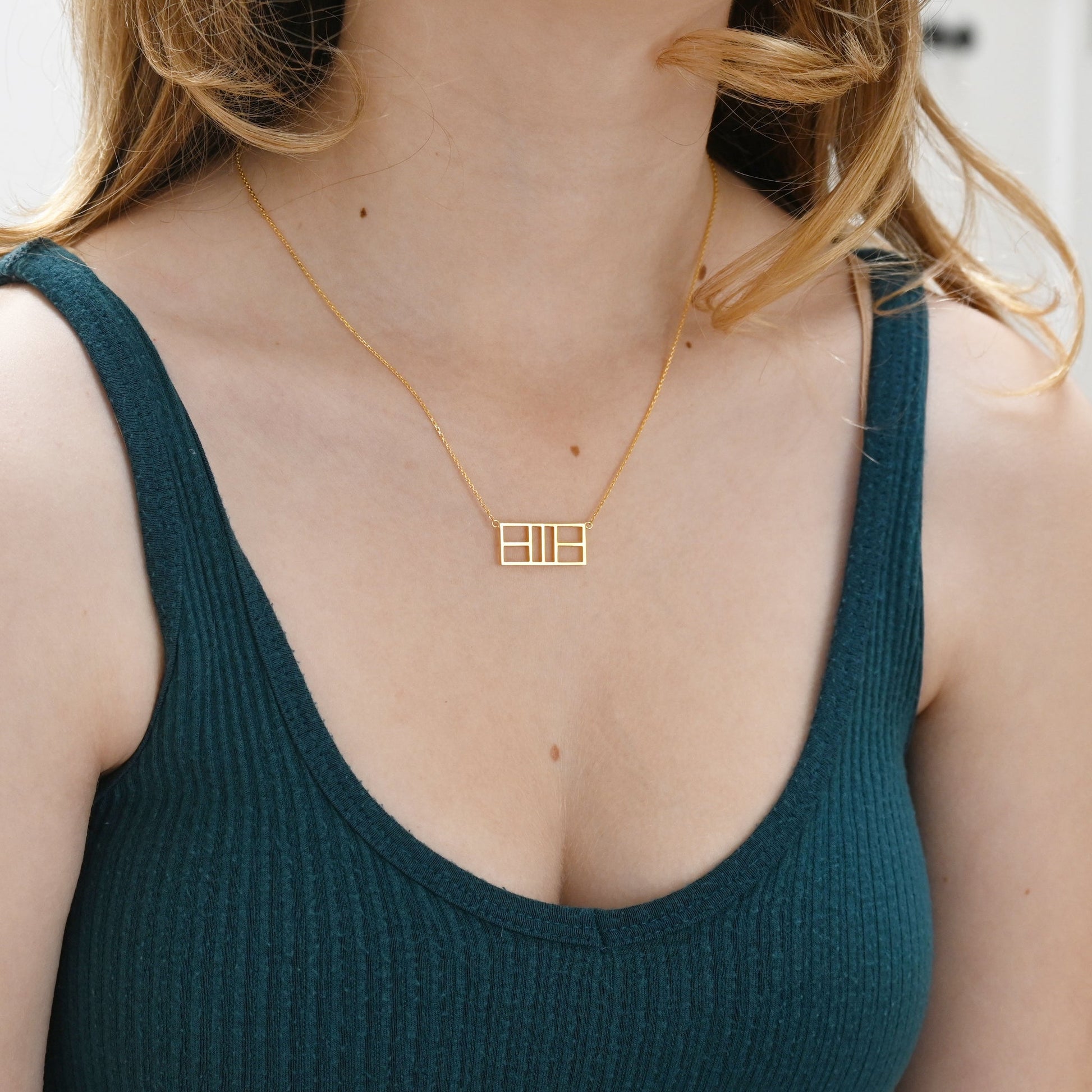 Pickleball Court Necklace Gold