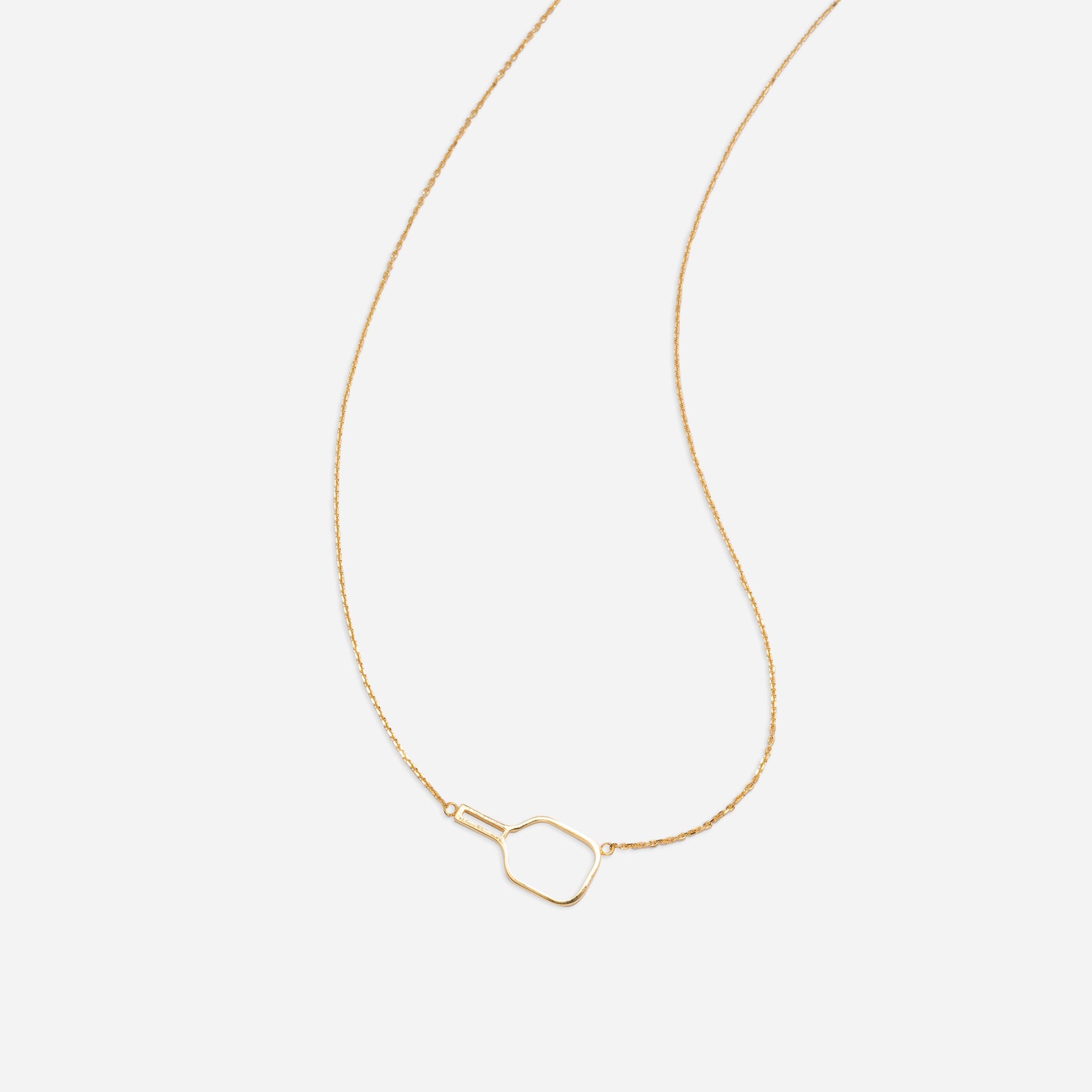 Pickleball Paddle Necklace Gold