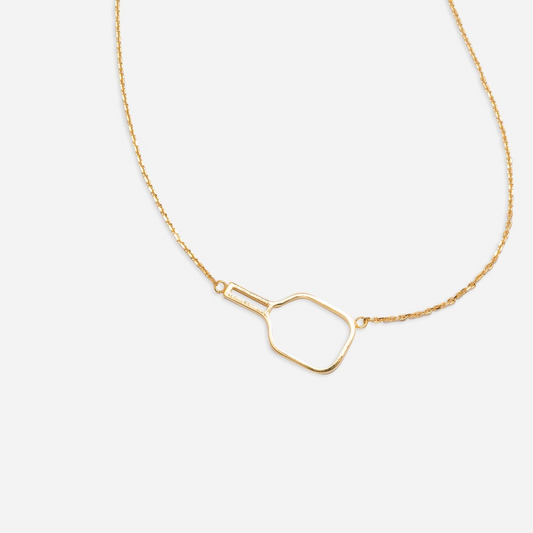 Pickleball Paddle Necklace Gold