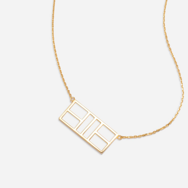 Pickleball Court Necklace Gold