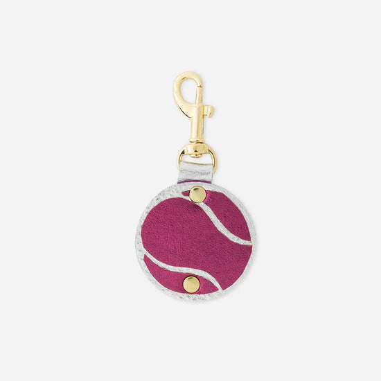 Tennis ball keychain in fuschia