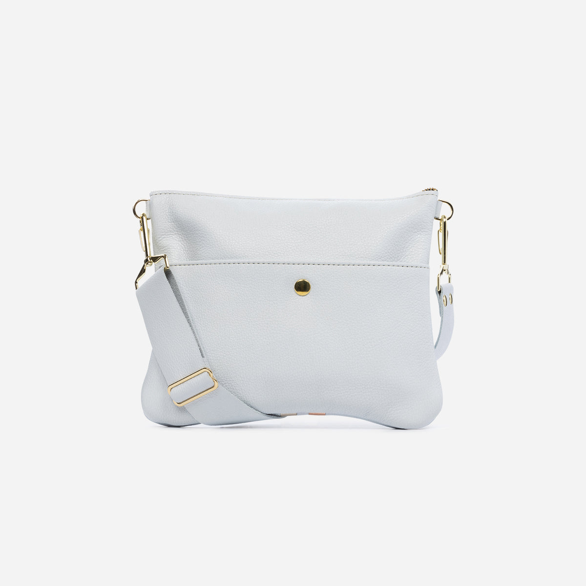 Reya Genuine Metallic Leather Crossbody Bag Snow & Rose Gold