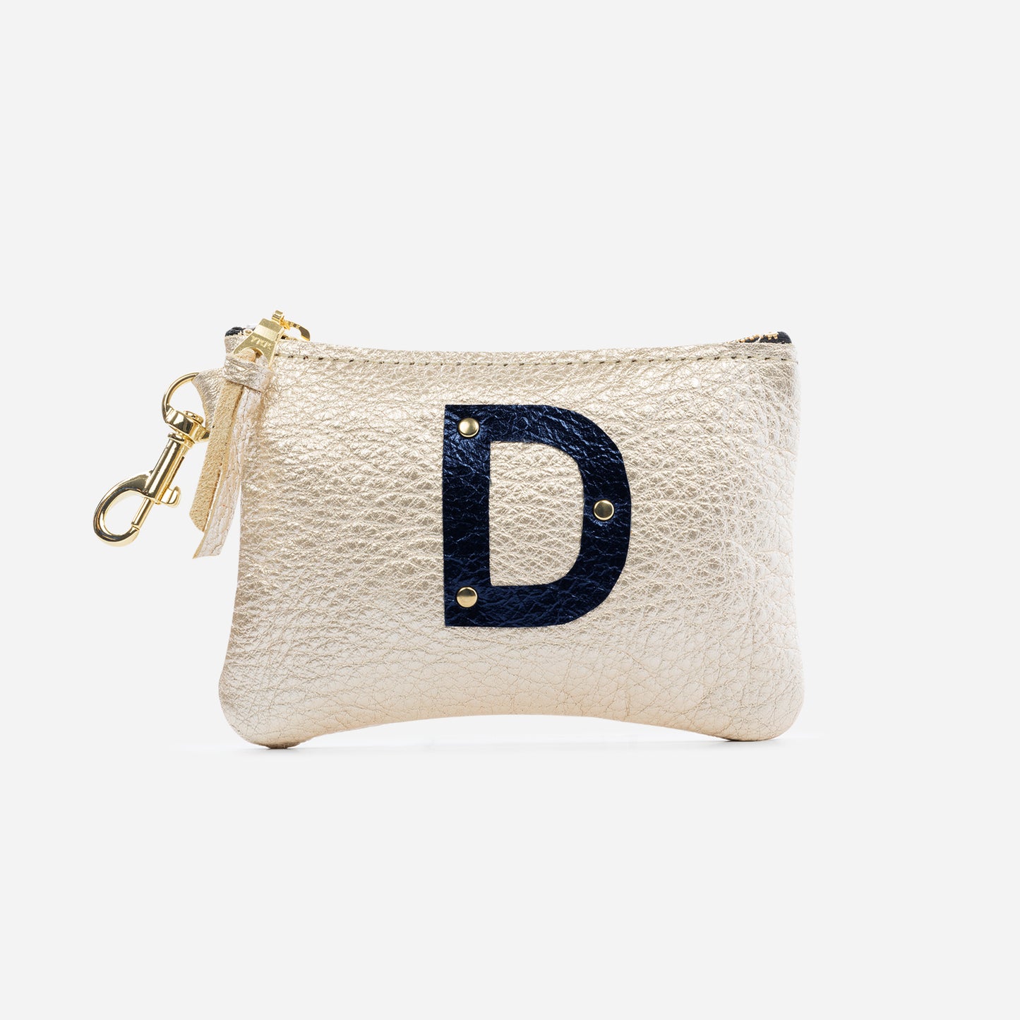 Shay Mini Leather Pouch Champagne Initial