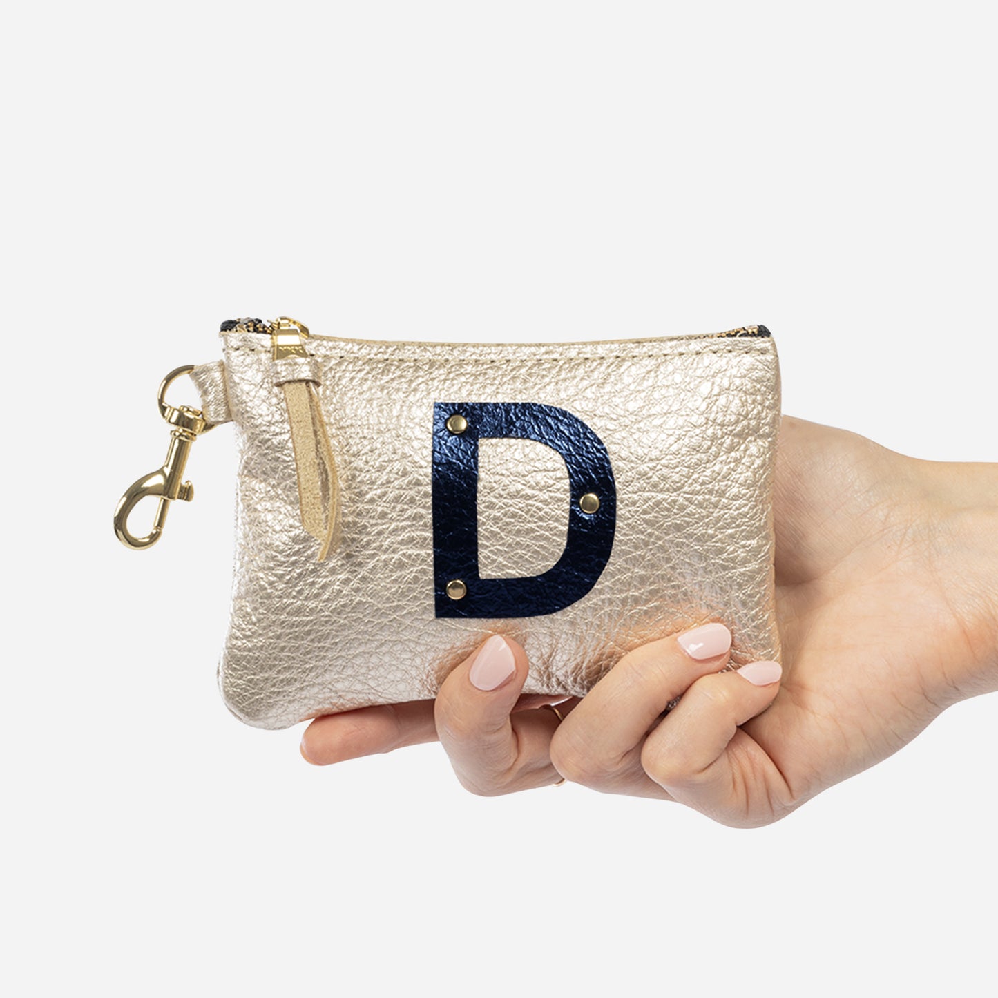 Shay Mini Leather Pouch Champagne Initial